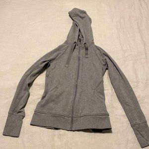Women’s Gray Athelta zip up hooded jacket